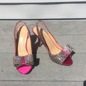 Kate Spade Sparkle Charm Glitter Bow Slingback